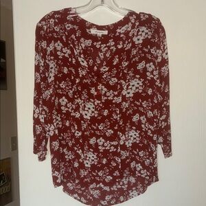 Floral Women's Top, Monday Fun, medium, rust and black